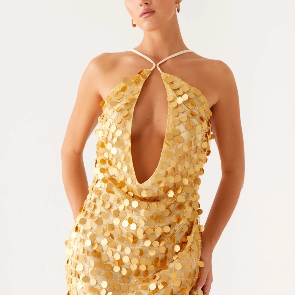 Peppermayo Xander Sequin Mini Dress - Gold (Size L)